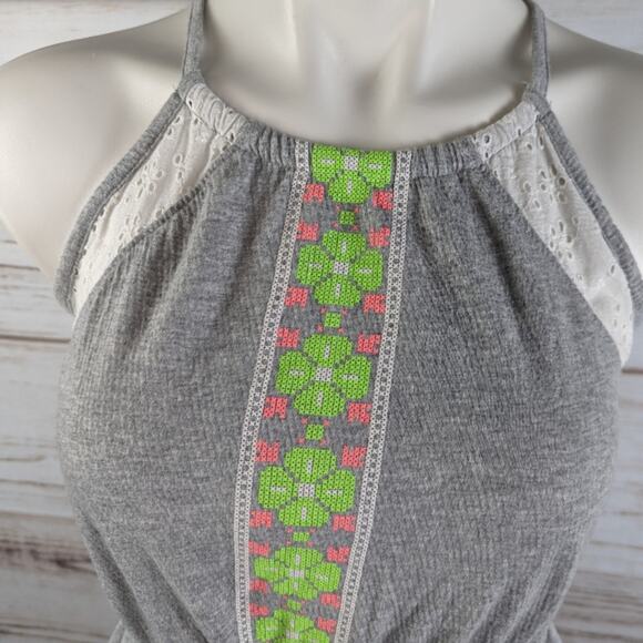 So Juniors Eyelet Lace Gray Sundress Halter Sz XXL 16 - Picture 3 of 7